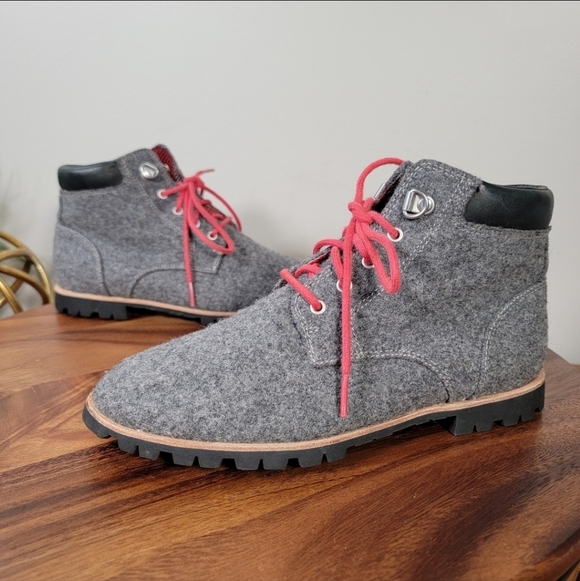 Woolrich Gray Wool Ankle Boots with Red Laces Women's Size 6 Retro Vibes Hiking - Picture 9 of 15